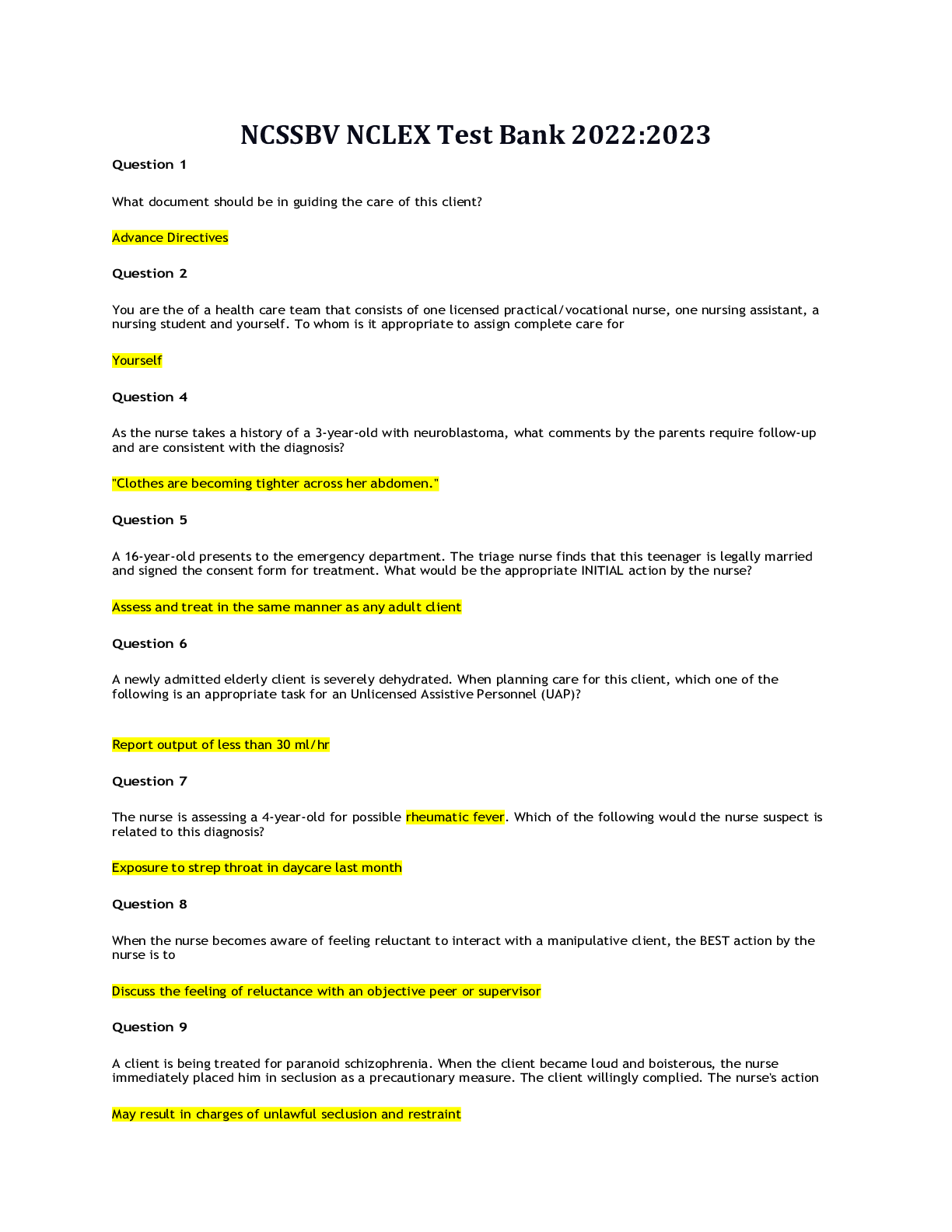 Preview image for NCSSBV NCLEX Test Bank 2022:2023